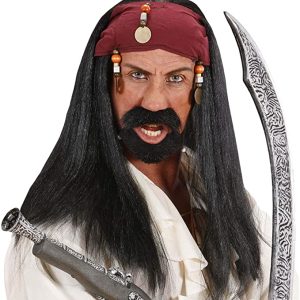 Parrucca Parrucca pirata dei caraibi con bandana e perline  – WIDMAMM – 8003558640607