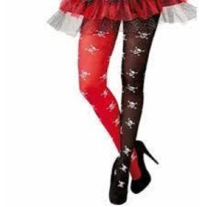 Calze tipo Parigine Pirata rosse e nere con teschi Guirca 18372