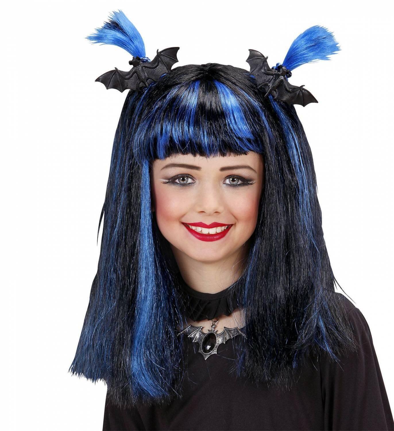 Parrucca BIMBA Halloween SPIDERS NERA E BLU
