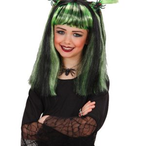 Parrucca BIMBA Halloween SPIDERS NERA E VERDE
