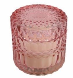 Candela cristal profumata 9 X 9 cm. col. rosa 36 pz.
