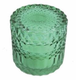 Candela cristal profumata 9 X 9 cm. col. verde 36 pz.