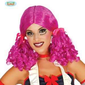 Parrucca VIOLA RICCIA CON CODINE – bambola/pagliaccetta GUIRCA 8434077040218