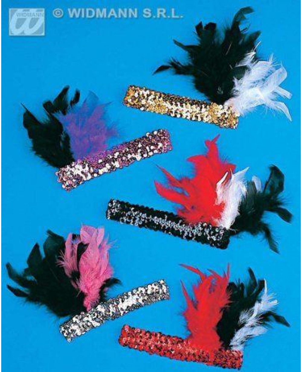 Fascia charleston lusso con marabu con piume nere e fucsia-Widmann – 8003558348404