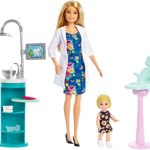 Barbie- Carriere Dentista Playset con Due Bambole, Sedia Operatoria e Accessori, FXP16