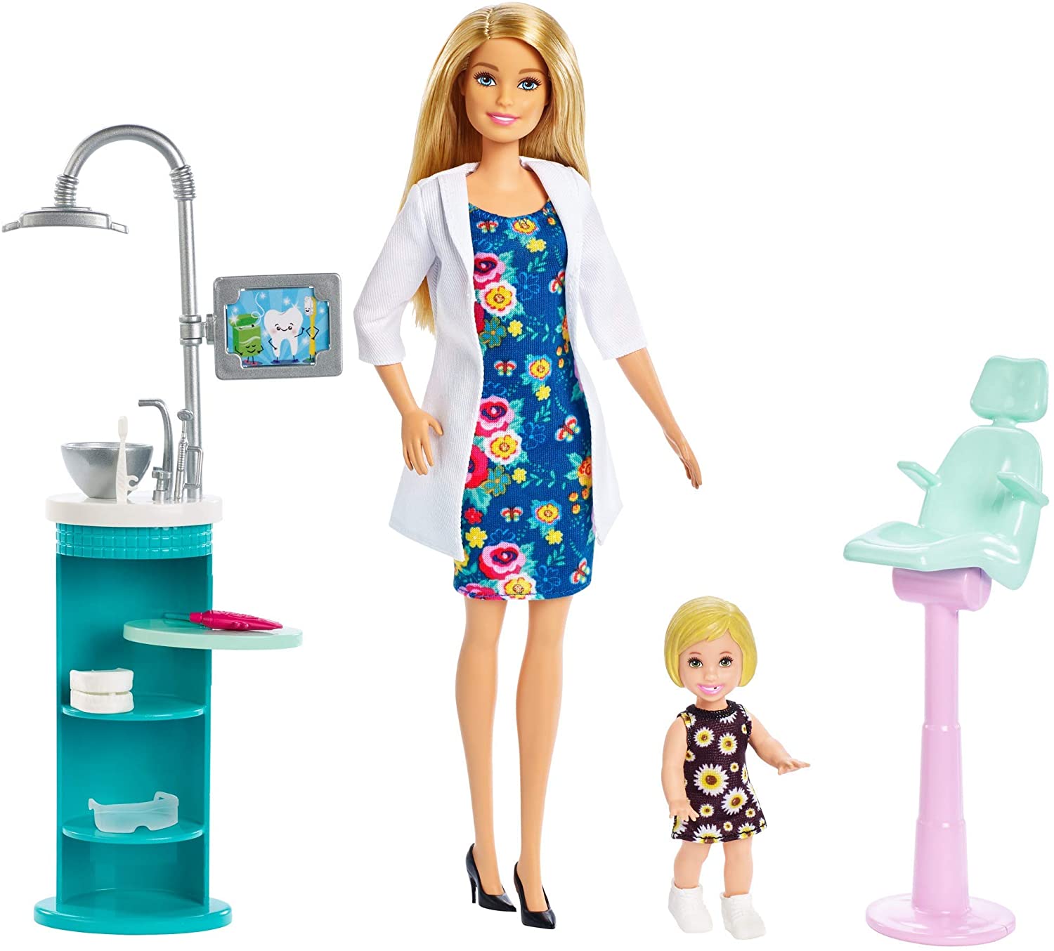 Barbie- Carriere Dentista Playset con Due Bambole, Sedia Operatoria e Accessori, FXP16 - immagine 3