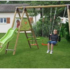 Altalena Doppia con Cavalluccio e Scivolo Glicine