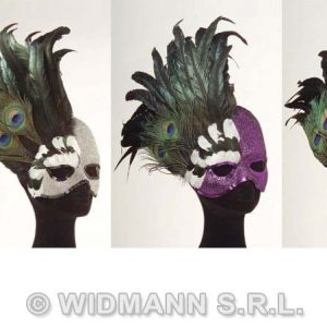 Domino Maschera Gran Galà con piume col assortiti