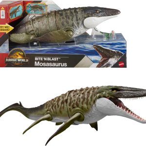 ​Mattel Jurassic World La Rinascita Mosasauro Morso Letale, dinosauro con enormi fauci, snodato e fedele al film –  JJP80