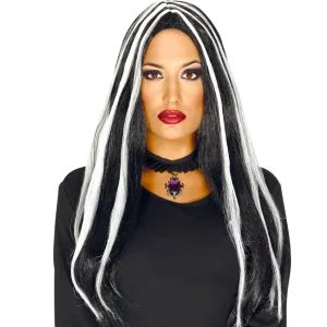 Parrucca Halloween MORTISIA NERA E BIANCA – guirca -8434077041727