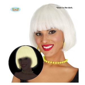 Parrucca Caschetto con Frangia Colore: Bianco Fluorescente – Guirca -8434077040362