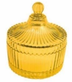 Candela cristal profumata 13 X 10 cm. col. giallo 36 pz.