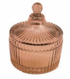 Candela cristal profumata 13 X 10 cm. col. tortora 36 pz.