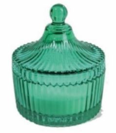 Candela cristal profumata 13 X 10 cm. col. verde 36 pz