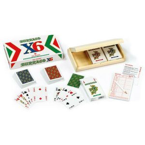 Cofanetto in legno Carte Burraco x 6